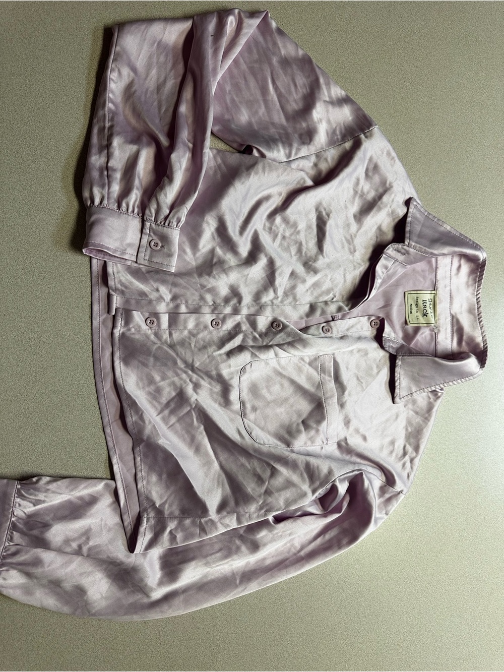 Light Lavender Satin Button-Up Shirt